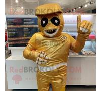 Personnage De Costume De Mascotte Redbrokoly De Lasagne Dorée Habillé D'un Rashguard Et De Gants Multicolore
