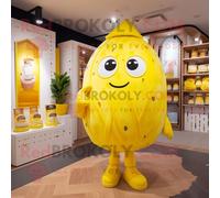 Personnage De Costume De Mascotte Redbrokoly De Lasagne Jaune Citron Habillé D'une Combinaison Et De Sacs À Main Multicolore