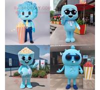 Personnage De Costume De Mascotte Redbrokoly De Maïs Soufflé Bleu Ciel Habillé D'un Maillot De Bain Une Pièce Et D'épingles À Cravate Multicolore