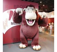 Personnage De Costume De Mascotte Redbrokoly De Mammouth Marron Vêtu D'un T-Shirt À Col En V Et De Boutons De Manchette Multicolore