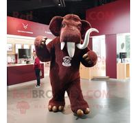 Personnage De Costume De Mascotte Redbrokoly De Mammouth Marron Vêtu D'un T-Shirt À Col En V Et De Boutons De Manchette Multicolore