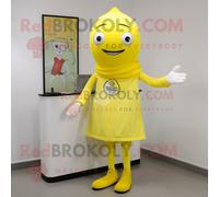 Personnage De Costume De Mascotte Redbrokoly De Médecin Jaune Citron Habillé D'une Robe Fourreau Et De Châles Multicolore