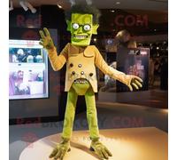 Personnage De Costume De Mascotte Redbrokoly De Monstre De Frankenstein Doré Habillé D'un Jean Skinny Et De Broches Multicolore