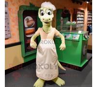 Personnage De Costume De Mascotte Redbrokoly De Monstre Du Loch Ness Crème Habillé D'une Robe Fourreau Et De Bandeaux Multicolore
