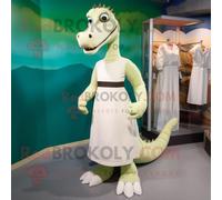 Personnage De Costume De Mascotte Redbrokoly De Monstre Du Loch Ness Crème Habillé D'une Robe Fourreau Et De Bandeaux Multicolore