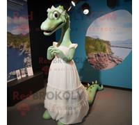 Personnage De Costume De Mascotte Redbrokoly De Monstre Du Loch Ness Habillé D'une Robe De Mariée Et De Bandeaux Multicolore