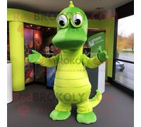 Personnage De Costume De Mascotte Redbrokoly De Monstre Du Loch Ness Vert Citron Vêtu D'un T-Shirt À Manches Longues Et De Bandeaux Multicolore