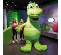 Personnage De Costume De Mascotte Redbrokoly De Monstre Du Loch Ness Vert Citron Vêtu D'un T-Shirt À Manches Longues Et De Bandeaux Multicolore