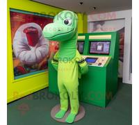 Personnage De Costume De Mascotte Redbrokoly De Monstre Du Loch Ness Vert Citron Vêtu D'un T-Shirt À Manches Longues Et De Bandeaux Multicolore