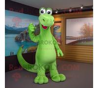 Personnage De Costume De Mascotte Redbrokoly De Monstre Du Loch Ness Vert Citron Vêtu D'un T-Shirt À Manches Longues Et De Bandeaux Multicolore