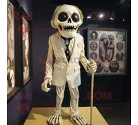Personnage De Costume De Mascotte Redbrokoly De Mort-Vivant Crème Habillé D'un Chemisier Et D'épingles À Cravate Multicolore