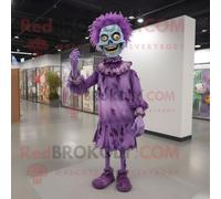 Personnage De Costume De Mascotte Redbrokoly De Mort-Vivant Violet Habillé D'un Chemisier Et De Pinces À Chaussures Multicolore