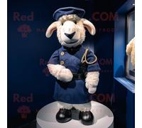 Personnage De Costume De Mascotte Redbrokoly De Mouton Bleu Marine Habillé D'une Jupe Portefeuille Et De Cravates Multicolore