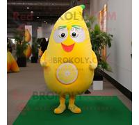 Personnage De Costume De Mascotte Redbrokoly De Pamplemousse Jaune Citron Habillé D'une Robe Fourreau Et De Coussinets Pour Les Pieds Multicolore