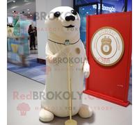Personnage De Costume De Mascotte Redbrokoly De Phoque Crème Habillé D'une Robe Fourreau Et De Porte-Clés Multicolore