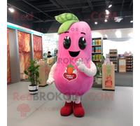 Personnage De Costume De Mascotte Redbrokoly De Poivre Rose Habillé D'un Gilet Et De Boucles D'oreilles Multicolore