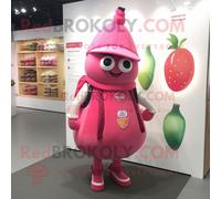 Personnage De Costume De Mascotte Redbrokoly De Poivre Rose Habillé D'un Gilet Et De Boucles D'oreilles Multicolore