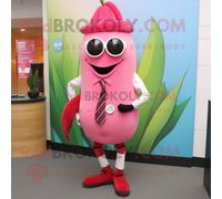 Personnage De Costume De Mascotte Redbrokoly De Poivre Rose Habillé D'un Gilet Et De Cravates Multicolore