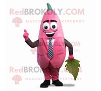 Personnage De Costume De Mascotte Redbrokoly De Poivre Rose Habillé D'un Gilet Et De Cravates Multicolore
