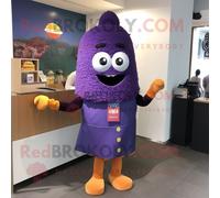 Personnage De Costume De Mascotte Redbrokoly De Riz Frit Violet Vêtu D'un Short Et De Cravates Multicolore