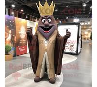 Personnage De Costume De Mascotte Redbrokoly De Roi Brun Habillé Avec Un Pantalon De Costume Et Des Épingles À Châle Multicolore