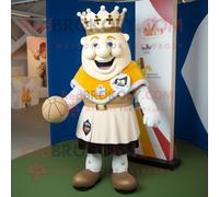 Personnage De Costume De Mascotte Redbrokoly De Roi Crème Habillé D'un Maillot De Rugby Et De Pochettes Multicolore