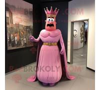 Personnage De Costume De Mascotte Redbrokoly De Roi Rose Habillé D'une Robe Taille Empire Et De Boucles D'oreilles Multicolore