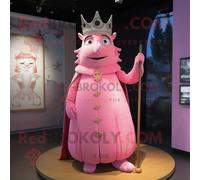 Personnage De Costume De Mascotte Redbrokoly De Roi Rose Habillé D'une Robe Taille Empire Et De Boucles D'oreilles Multicolore
