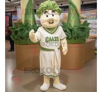 Personnage De Costume De Mascotte Redbrokoly De Salade César À La Crème Habillé D'un Jogging Et D'une Pochette Multicolore
