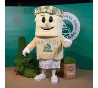 Personnage De Costume De Mascotte Redbrokoly De Salade César À La Crème Habillé D'un Jogging Et D'une Pochette Multicolore