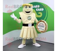 Personnage De Costume De Mascotte Redbrokoly De Salade César À La Crème Habillé D'une Jupe Circulaire Et De Porte-Documents Multicolore