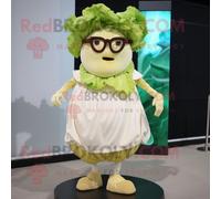 Personnage De Costume De Mascotte Redbrokoly De Salade César À La Crème Habillé D'une Jupe Et De Lunettes Multicolore