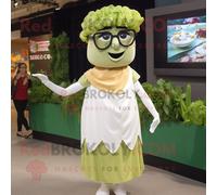 Personnage De Costume De Mascotte Redbrokoly De Salade César À La Crème Habillé D'une Jupe Et De Lunettes Multicolore