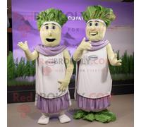 Personnage De Costume De Mascotte Redbrokoly De Salade César À La Lavande Habillé D'une Robe Taille Empire Et De Casquettes Multicolore
