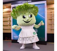 Personnage De Costume De Mascotte Redbrokoly De Salade César Blanche Habillé D'une Jupe Plissée Et De Casquettes Multicolore