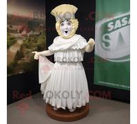 Personnage De Costume De Mascotte Redbrokoly De Salade César Blanche Habillé D'une Jupe Plissée Et De Casquettes Multicolore