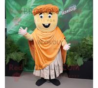 Personnage De Costume De Mascotte Redbrokoly De Salade César De Rouille Habillé D'une Jupe Plissée Et De Châles Multicolore