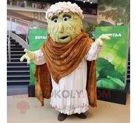 Personnage De Costume De Mascotte Redbrokoly De Salade César De Rouille Habillé D'une Jupe Plissée Et De Châles Multicolore