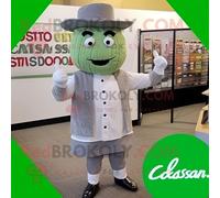 Personnage De Costume De Mascotte Redbrokoly De Salade César Grise Habillé D'une Chemise Boutonnée Et De Chapeaux Multicolore