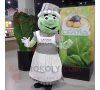Personnage De Costume De Mascotte Redbrokoly De Salade César Grise Habillé D'une Jupe Trapèze Et De Gants Multicolore