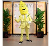 Personnage De Costume De Mascotte Redbrokoly De Salade César Jaune Citron Habillé D'une Veste De Costume Et De Pinces À Chaussures Multicolore