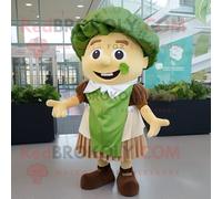 Personnage De Costume De Mascotte Redbrokoly De Salade César Marron Habillé D'une Robe Droite Et De N?uds Papillon Multicolore
