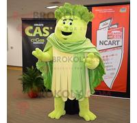 Personnage De Costume De Mascotte Redbrokoly De Salade César Vert Citron Vêtu D'un Costume Et D'épingles À Châle Multicolore