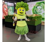 Personnage De Costume De Mascotte Redbrokoly De Salade César Vert Citron Vêtu D'une Jupe Trapèze Et De Montres Intelligentes Multicolore