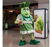 Personnage De Costume De Mascotte Redbrokoly De Salade César Verte Habillé Avec Une Couverture Et Des Pinces À Chaussures Multicolore