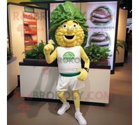 Personnage De Costume De Mascotte Redbrokoly De Salade César Vêtu D'un Short De Course Et De Bérets Multicolore