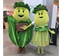 Personnage De Costume De Mascotte Redbrokoly De Salade César Vêtu D'une Jupe Plissée Et De Porte-Documents Multicolore