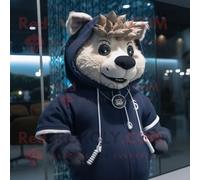 Personnage De Costume De Mascotte Redbrokoly De Sanglier De La Marine Vêtu D'un Sweat À Capuche Et De Colliers Multicolore