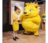 Personnage De Costume De Mascotte Redbrokoly De Sanglier Jaune Citron Habillé D'une Culotte Et De Montres Multicolore