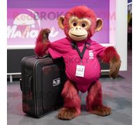 Personnage De Costume De Mascotte Redbrokoly De Singe Capucin Magenta Habillé D'un Polo Et De Porte-Documents Multicolore